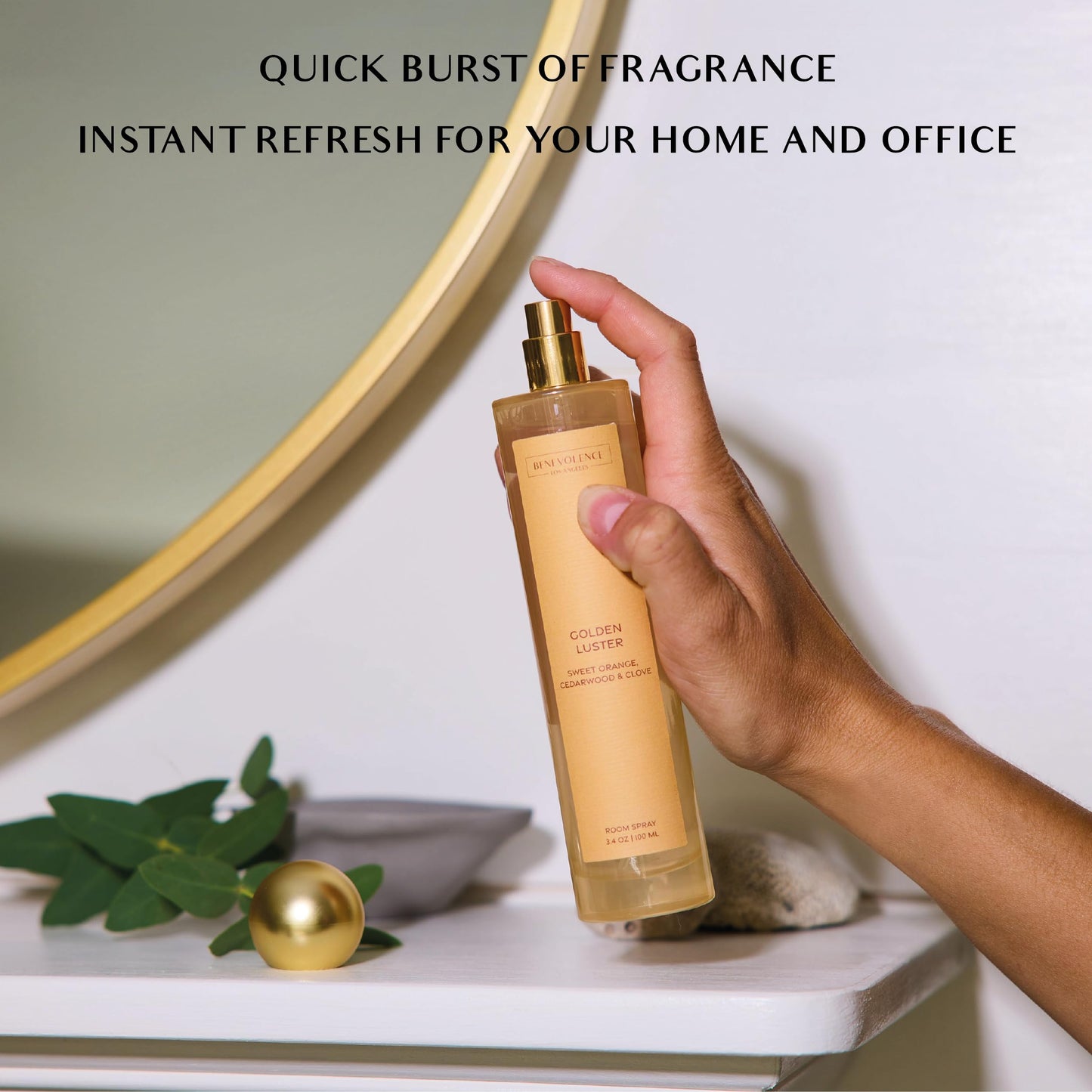 Orange, Cedarwood & Clove Room Spray | Benevolence LA Holiday Air Freshener & Fabric Spray | Scent for Home Fragrance, Gift Idea for Her, Home & Linen Freshener for Women