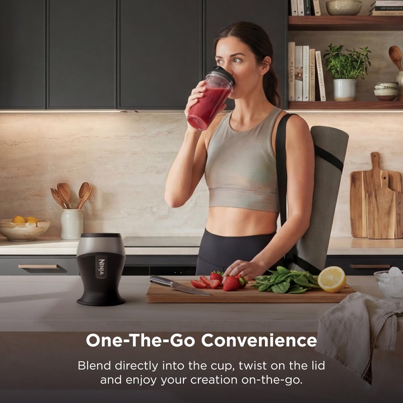 Ninja Fit Compact Personal Blender | For Smoothies, Shakes & Frozen Drinks | (2) 16-oz. To-Go Cups with Spout Lids | 700-Watt Countertop | Black | QB3001SS