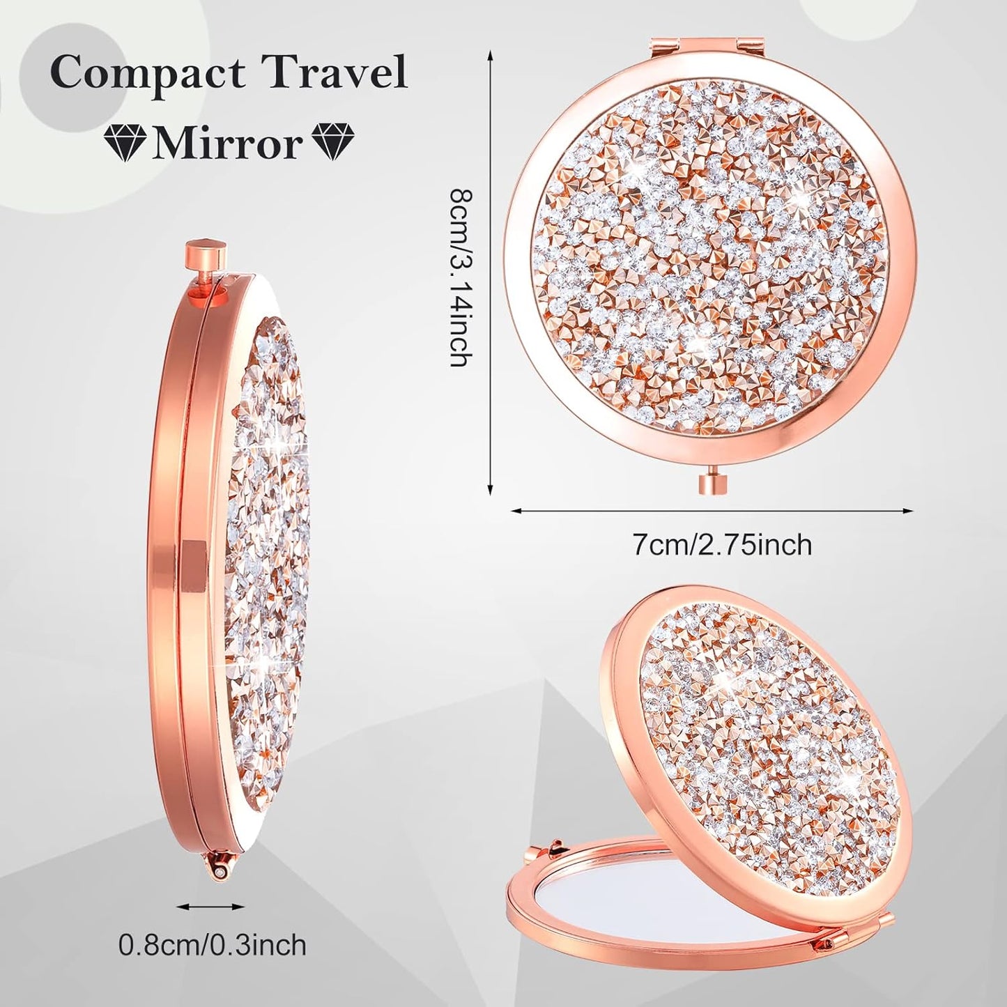 Yulejo 6 Pieces Compact Mirror Bulk Mini Pocket Mirror for Purse Gift Wedding Makeup Small Portable Magnifying Cosmetic for Travel Pocket 2.75 Inch Round Folding for Women Mom Baby Shower Bridesmaid