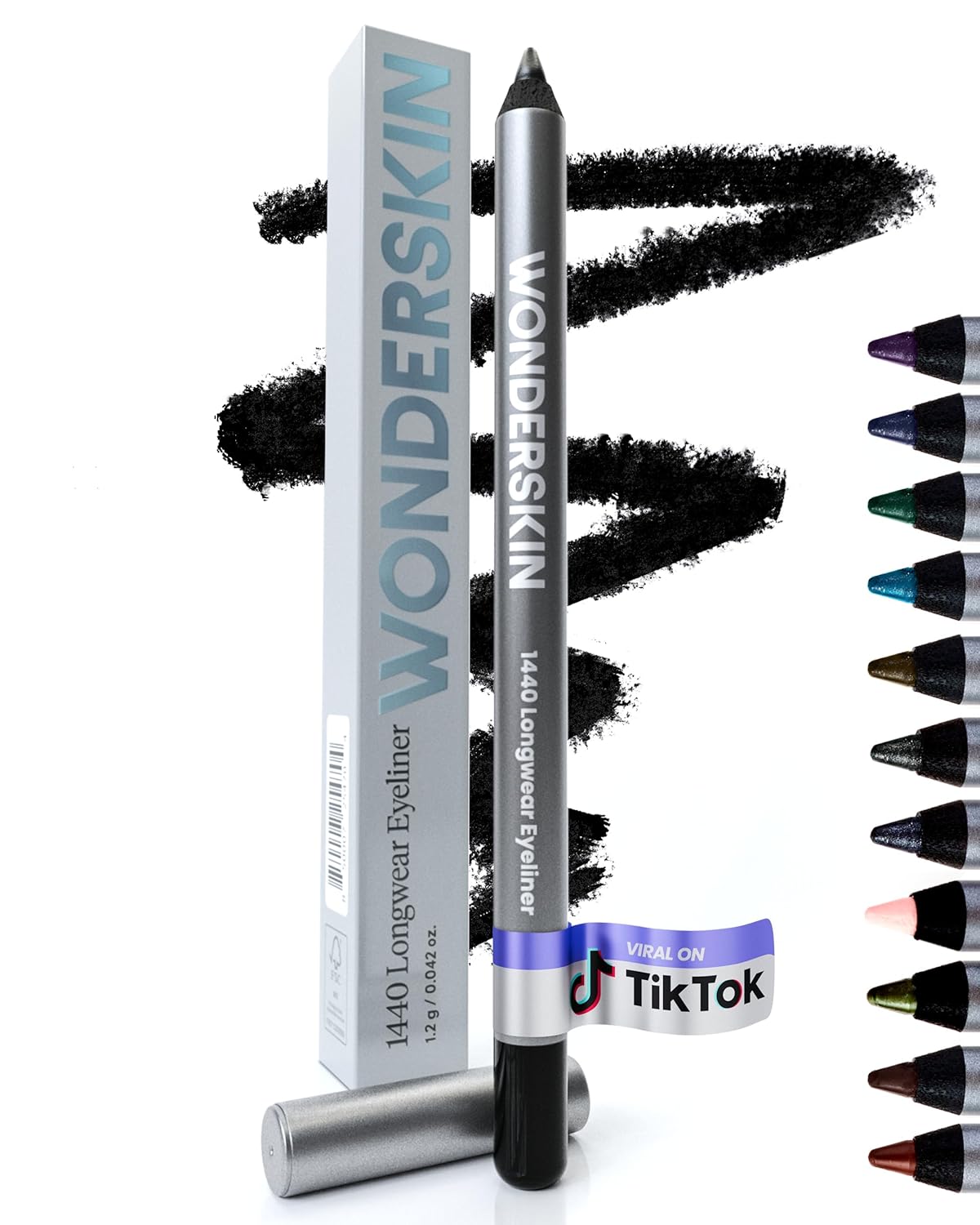 Wonderskin 1440 Eyeliner - Waterproof Smudge-Proof Formula | Long-Lasting Brow Tint & Masque (Dark Brunette)