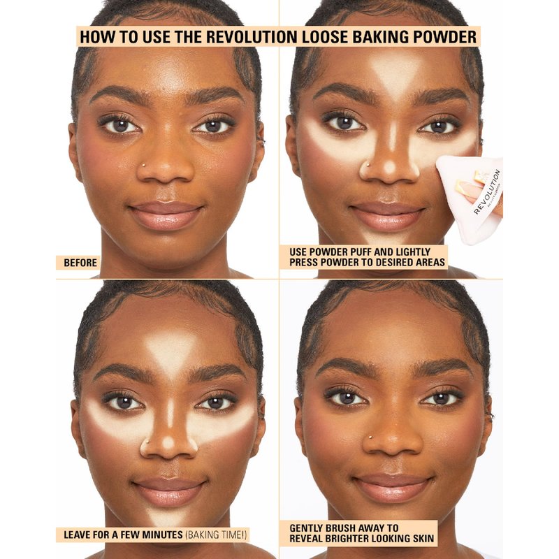 Revolution, Loose Baking Powder, Makeup Setting Powder, Long-Lasting Coverage, Mattifies & Reduces Shine, Banana, 1.12 oz