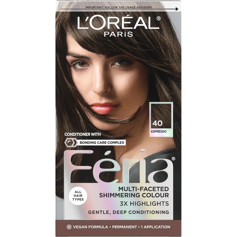 L'Oreal Paris Feria Hair Color - Multi-Faceted Shimmering Permanent Dye, 40 Espresso, 1 Kit