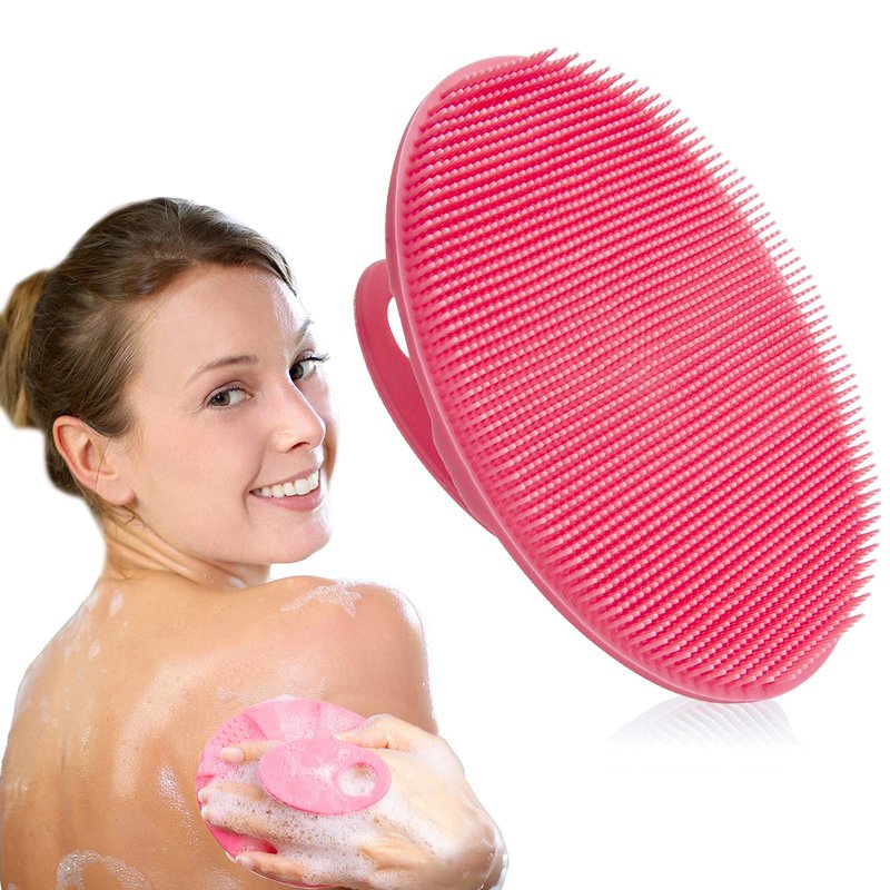 INNERNEED Soft Silicone Body Cleansing Brush Shower Scrubber, Gentle Exfoliating and Massage for All Kinds of Skin (Pink)