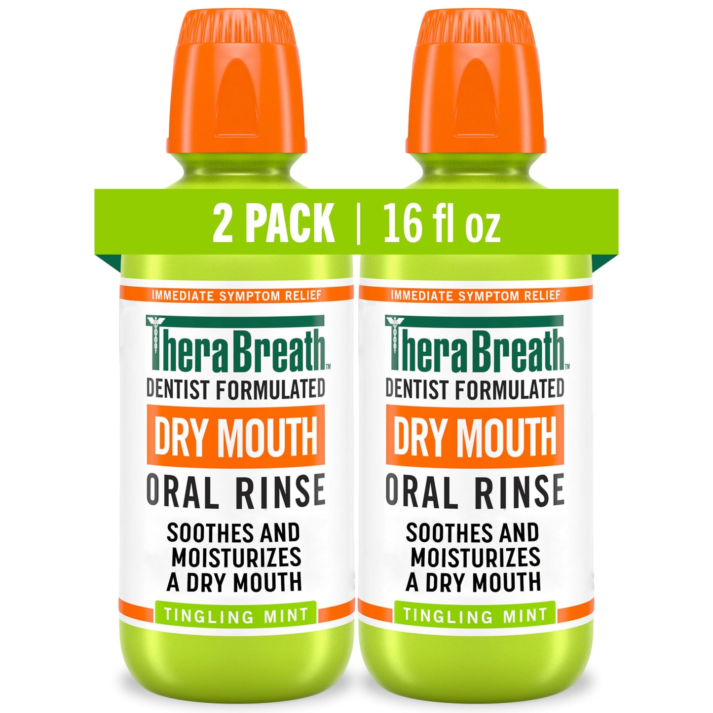 TheraBreath Dry Mouth Oral Rinse, Tingling Mint, Dentist Formulated, 16 Fl Oz (2-Pack)