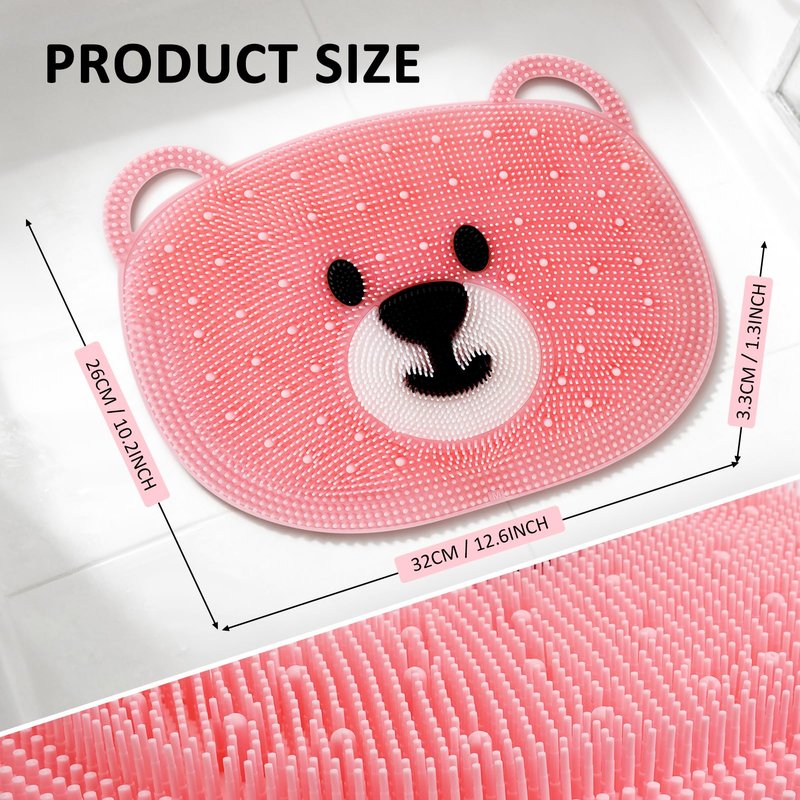 EaTubano Foot Scrubber in Shower - Non-Slip Silicone Foot Scrubber for Shower, Exfoliating Massage Mat for Feet, Dead Skin & Callus Remover, Textured Bath Mat for Men Women (Pink, 12.6"x10.2")