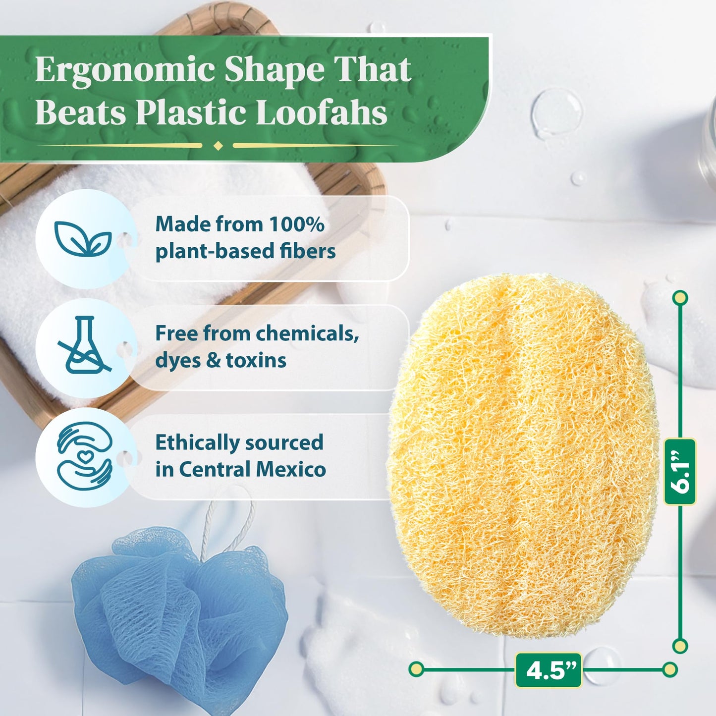 Natural Loofah Exfoliating Body Scrubber (8 Pack) - Organic Loofah for Body - Biodegradable Shower Luffa - Natural Bath Sponges Loufa - Estropajos para el Cuerpo