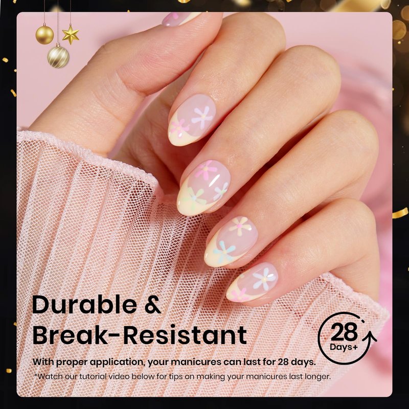 Beetles Extra Short Almond Nail Tips, 12 Sizes 288 PCS Pre-Shaped Clear Full Cover Etch Gel Nail Tips Clear Acrylic Press on Nails Extension for Girls Women Nail Art Design, Nail Glue Needed