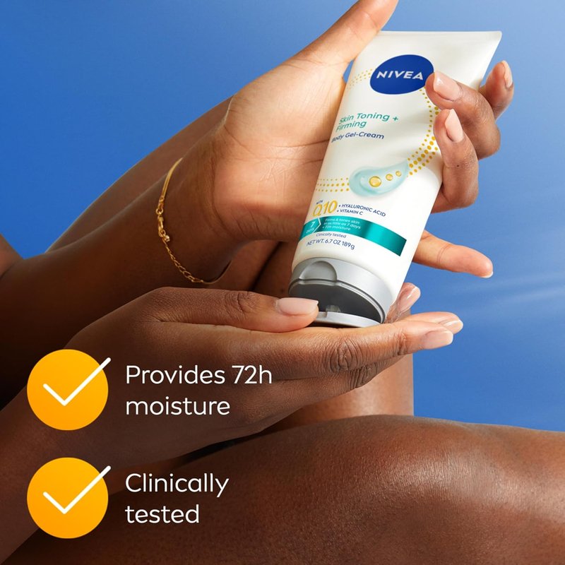 NIVEA Skin Firming & Toning Body Gel Cream - Q10, Hyaluronic Acid, Vitamin C | 6.7 Oz Tube