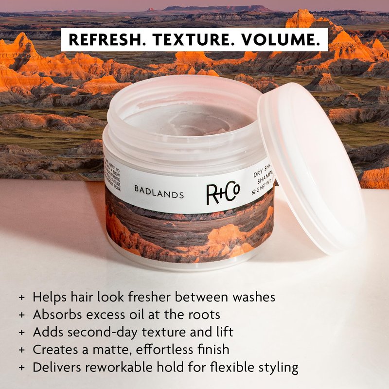 R+Co Badlands Dry Shampoo Paste | Part Dry Shampoo, Part Styling Paste | Adds Texture, Absorbs Oil, Matte Finish | 2.2 oz