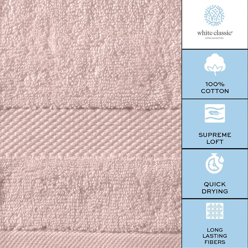 White Classic Luxury Bath Towels Set of 4 Large - 700 GSM Cotton Ultra Soft Bath Towels 27x54 | Highly Absorbent and Quick Dry | Hotel Towels for Bathroom Luxury, Plush Shower Towels, Pink