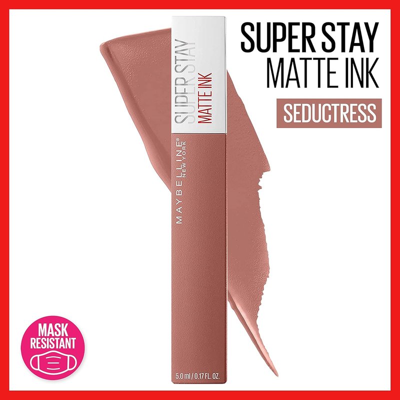 Maybelline Super Stay Matte Ink Liquid Lipstick - Long Lasting High Impact Color | Seductress Light Rosey Nude & Lover Mauve Neutral