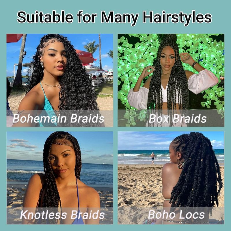 Skiennix 26-Inch Human Braiding Hair - 120g 12A Deep Wave Bulk Curly Bundles for Knotless Boho Braids | Natural Color, 3 Bundles/Pack