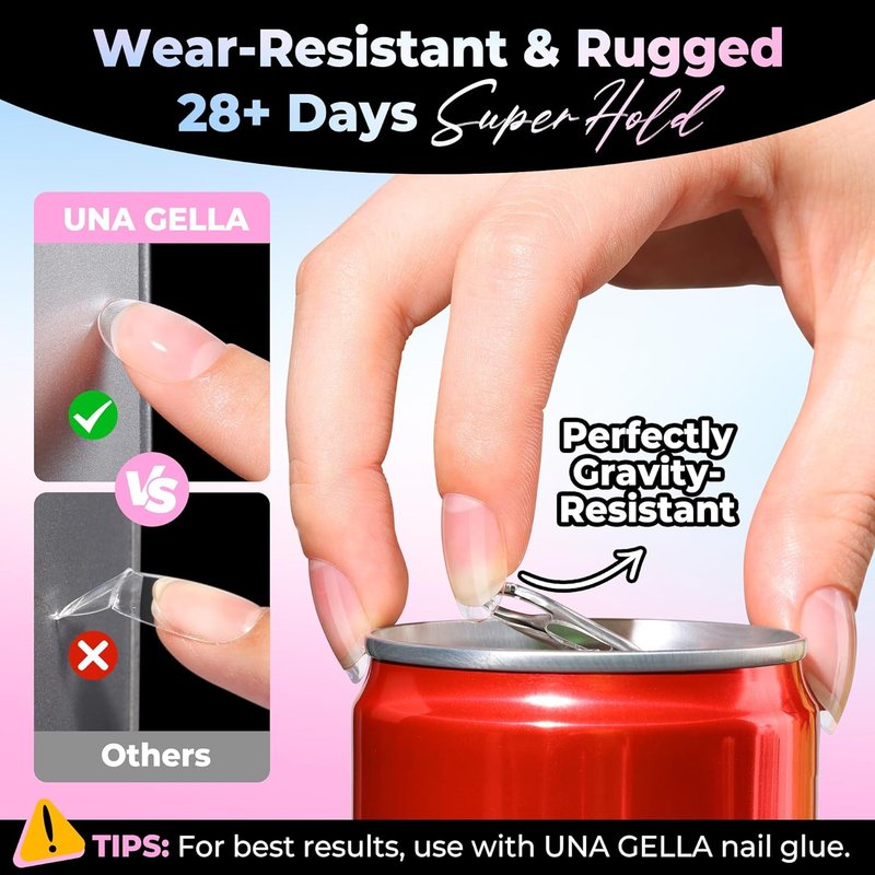 Oval Gel Nail Tips - 300PCS Pre-Etched Clear Acrylic | Short Almond Press-On Nails for Easy DIY Salon Use