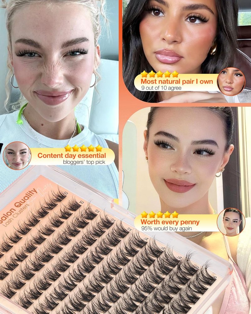 Delyneph Wispy Lash Clusters - Natural Fluffy C Curl Eyelash Extensions | Short 10-16mm Individual Lashes