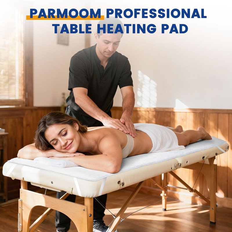 PARMOOM Massage Table Warmer Heating Pad Professional Massage Bed Warmer with 4 Timer, 8 Heat Settings, Overheat Protection for Massage Bed & Spa, Thickened & Soft Fleece, 30" x 71"