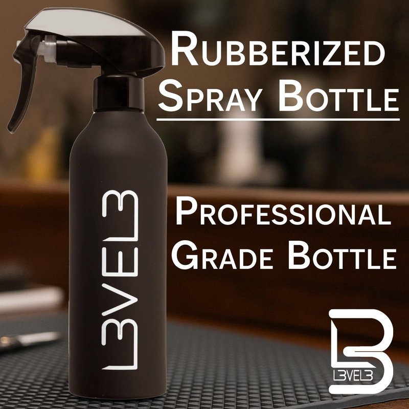 L3 Level 3 Rubberized Spray Bottle - Precise Action Mist Bottle for Effortless Hair Styling - Rubber Grip for Total Control