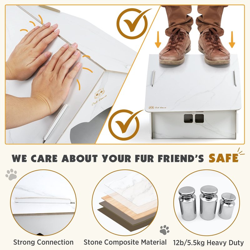 Outdoor Cat House,Collapsible Weatherproof Cat Houses for Outdoor/Indoor Cats,Solid Cat House with Elevated Cat Bowls, Easy to Assemble House for Small Cat…