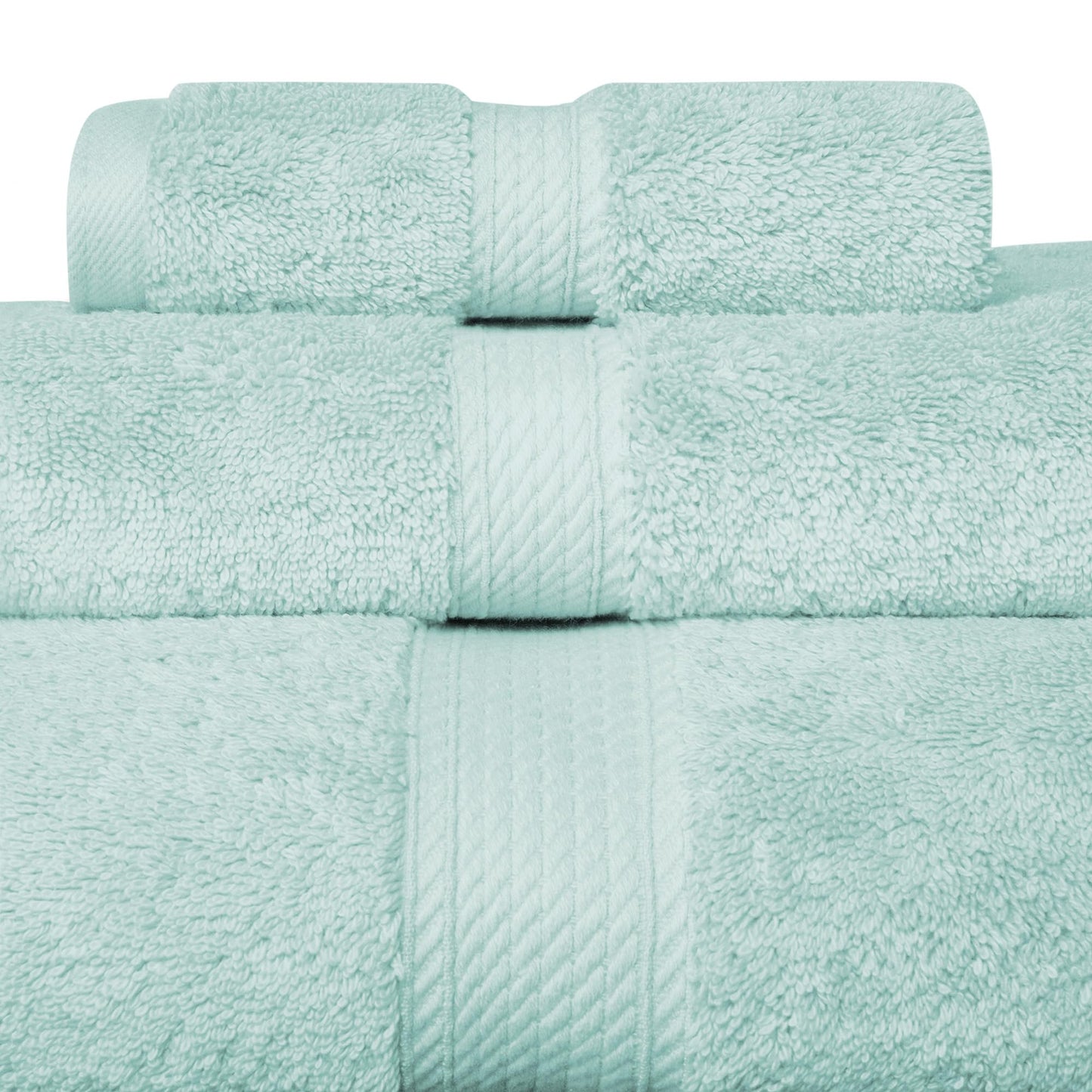 SUPERIOR Egyptian Cotton Pile 3 Piece Towel Set, Includes 1 Bath, 1 Hand, 1 Face Towel/Washcloth, Ultra Soft Luxury Towels, Thick Plush Essentials, Guest Bath, Spa, Hotel Bathroom, Sea Foam