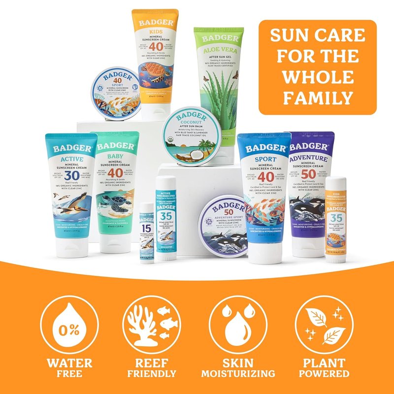 Badger Mineral Kids Sunscreen Face Stick SPF 35, Zinc Oxide Travel Size Sunscreen Stick for Kids, 97% Organic Ingredients, Reef Safe, Water Resistant, .65 oz