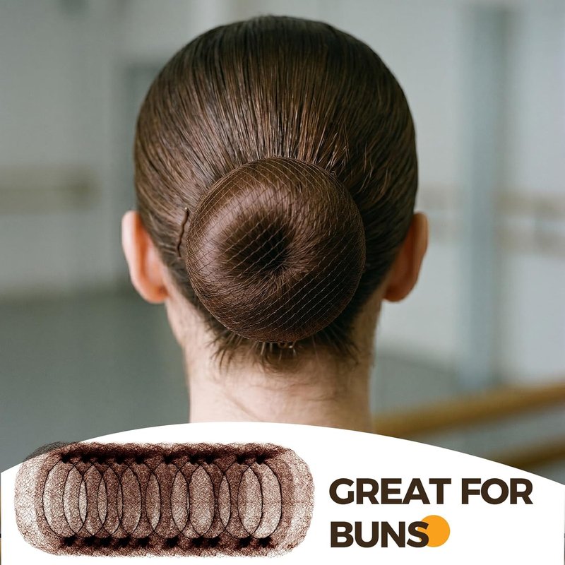 Hair Donut Bun Maker Set - 12pcs Chignon Rings for Thin Fine Hair | Includes Hair Ties, Nets & U Pins (Brown)