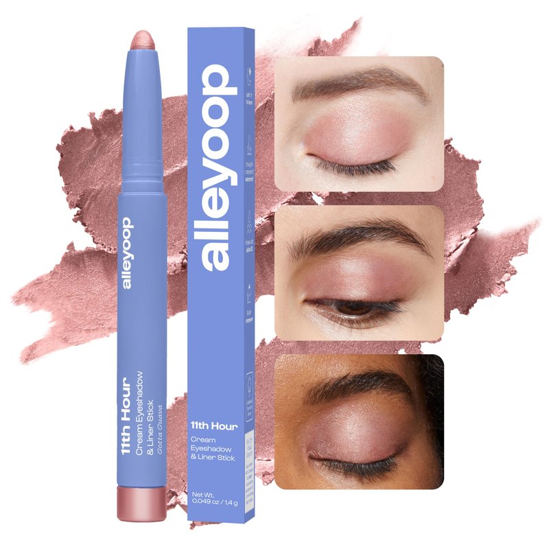 ALLEYOOP 11th Hour Waterproof Cream Eyeshadow Stick – Long-Lasting Eye Shadow Pencil & Eyeliner, Cream to Powder Stick & Highlighter – Smudge-Proof Eyeshadow Shimmer, Rose Shimmer