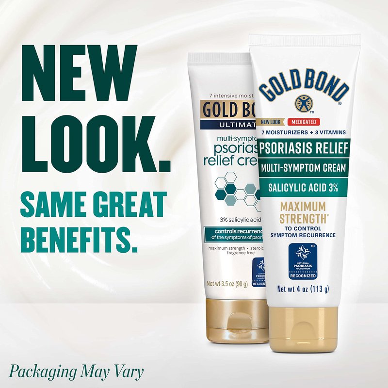 Gold Bond Multi-Symptom Psoriasis Relief Cream, 4 oz., Irritated, Scaling Skin, and Itchy Skin Relief