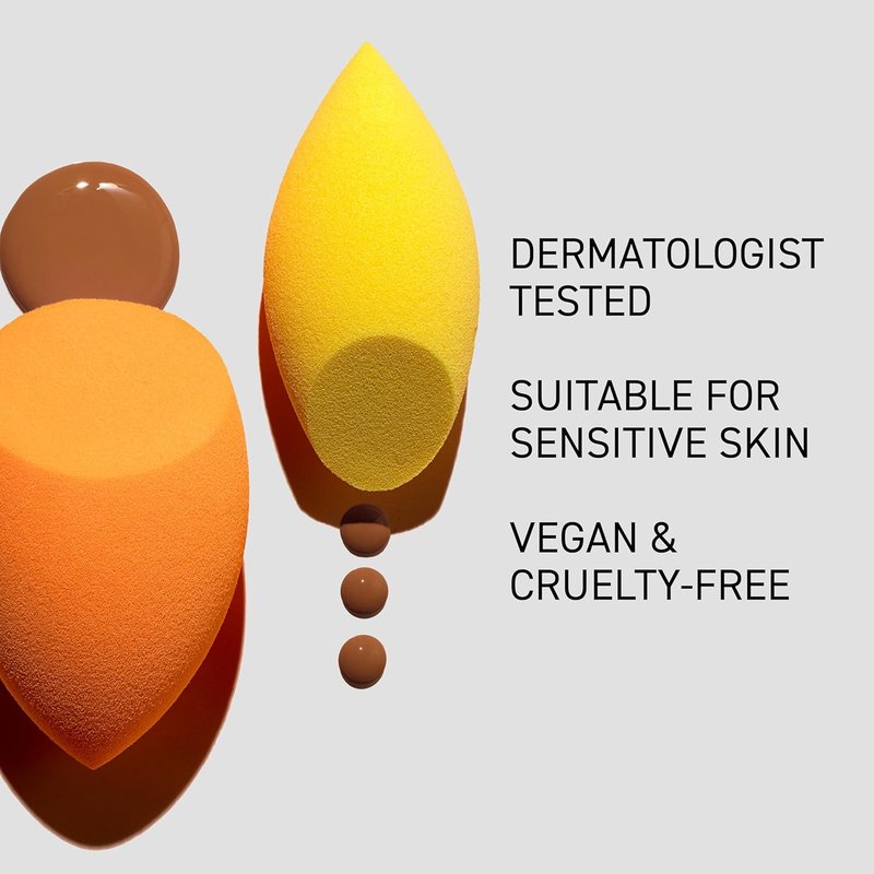 Real Techniques Miracle Complexion Sponge - Makeup Blending Sponges Duo for Natural, Dewy Finish | Latex-Free, 2 Count