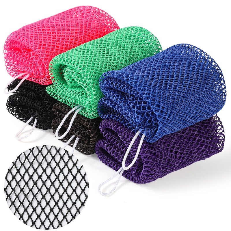 GLOBECARRY African Net Sponge Extra Long 6 Pieces,Loofah Back Scrubber for Shower, Exfoliating Washcloth & Body Scrubber