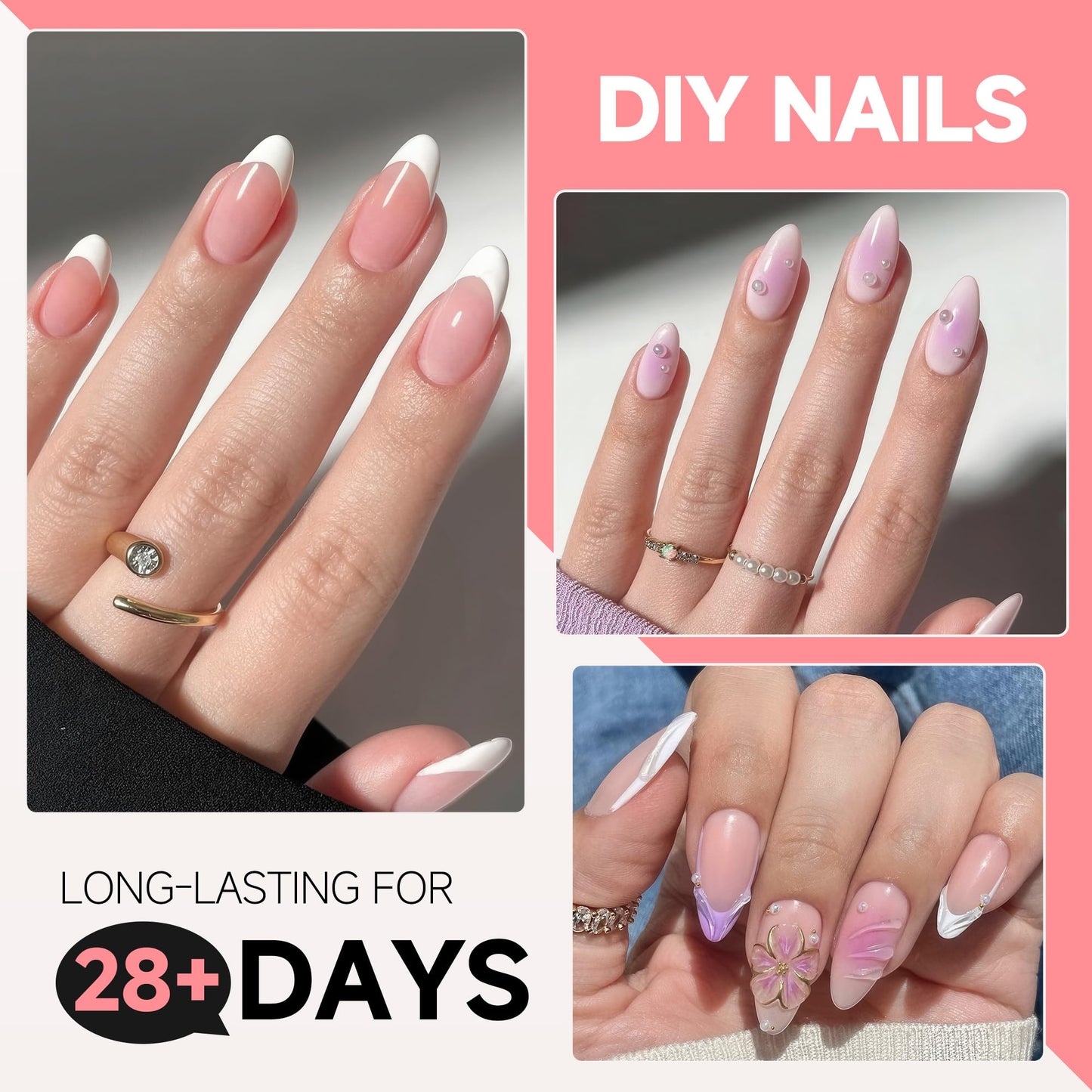 UNA GELLA Short Almond Nail Tips, 504PCS Long Lasting Short Almond Soft Gel Full Cover Nails Tips False Nails Clear Acrylic Gelly Tips for Acrylic Nail Extensions Press On Nails, 12 Sizes