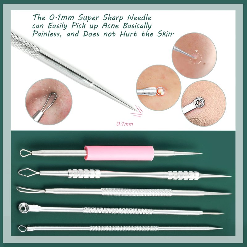Blackhead Remover Tools, 16 PCS Pimple Popper Tool Kit, Acne Blackhead Tools for Blemish, 410 Premium Professional Stainless Acne Pimple Extractor Tool with Metal Box