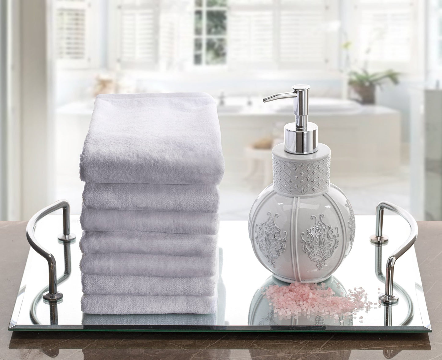 Creative Scents 100% Cotton Velour Fingertip Towels - 4 Pack 11 by 18 Inch – Decorative, Extra Absorbent and Soft Face Towel, Ideal for Bathroom and Powder Room (White)