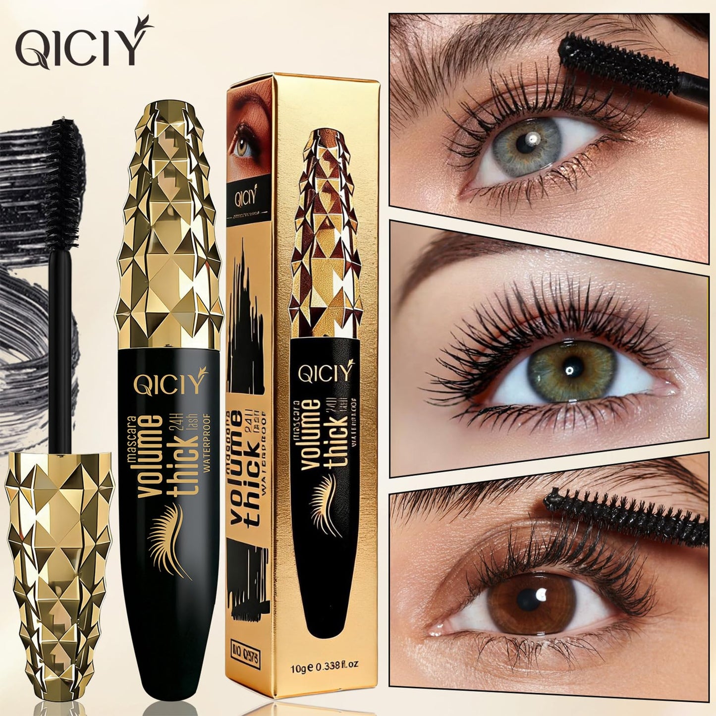 Volumizing Mascara Long-Lasting, Waterproof, Curling & Separating Formula for Dramatic, Natural-Looking Lashes Black