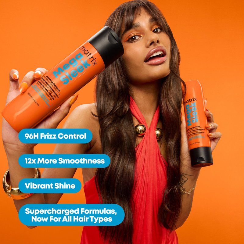 Matrix Mega Sleek Anti-Frizz Conditioner - 96H Frizz Control, 12x Smoother Hair, and Lasting Hydration, 33.8 Fl Oz