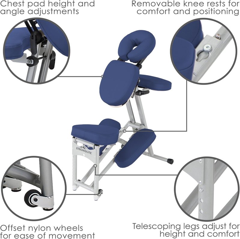Portable Massage Chair - Ultra-Strong, Lightweight & Foldable Spa Chair with Wheels | Sapphire, 600lbs Capacity