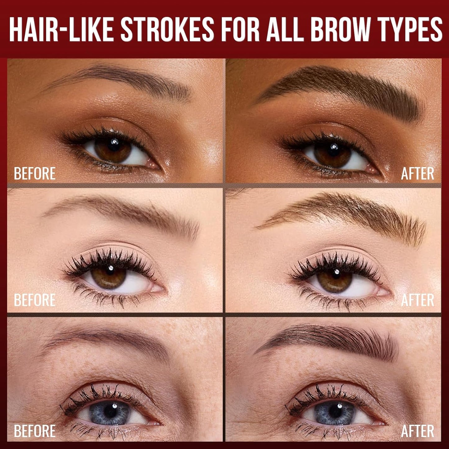 Vevivia Eyebrow Pencils - 4D Brush-Tip & Curved Tip for Natural, Fuller Brows | Long-Lasting Dark Brown