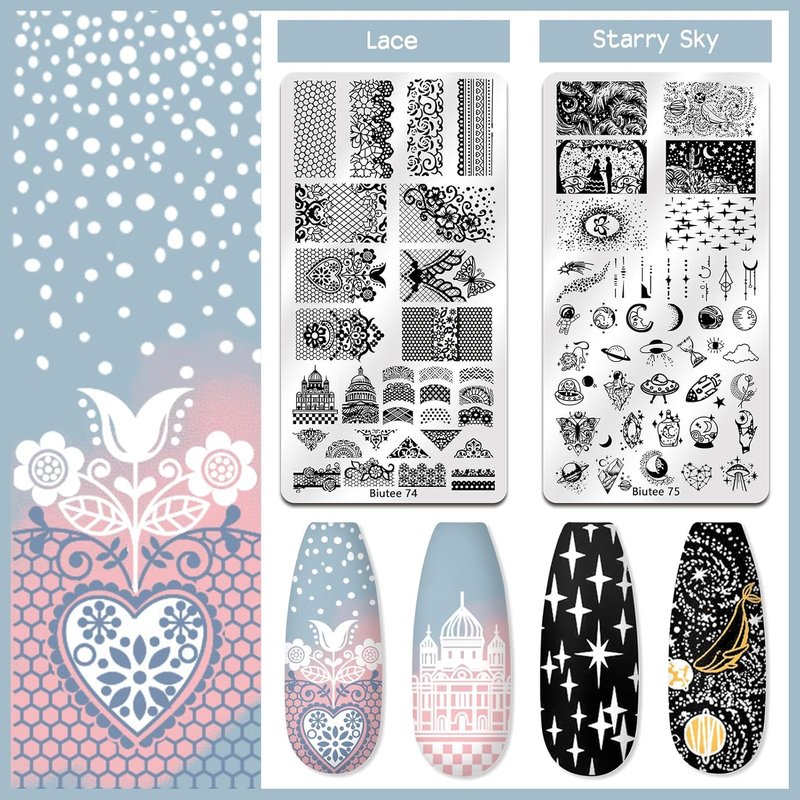 Nail Stamping Kit - 22-Piece Gel Nail Art Set with 12 Plates & 8 Polishes | Silicone Stamper & Scraper for Floral & Holiday Designs