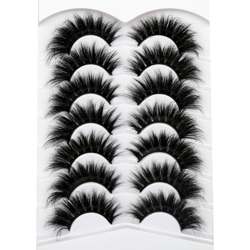 Pooplunch Cat Eye Look Dramatic False Eyelashes Extension Volume Thick 20MM Long Wispy 8D Soft Faux Mink Lash Fake Eyelashes Strips 7 Pairs Pack