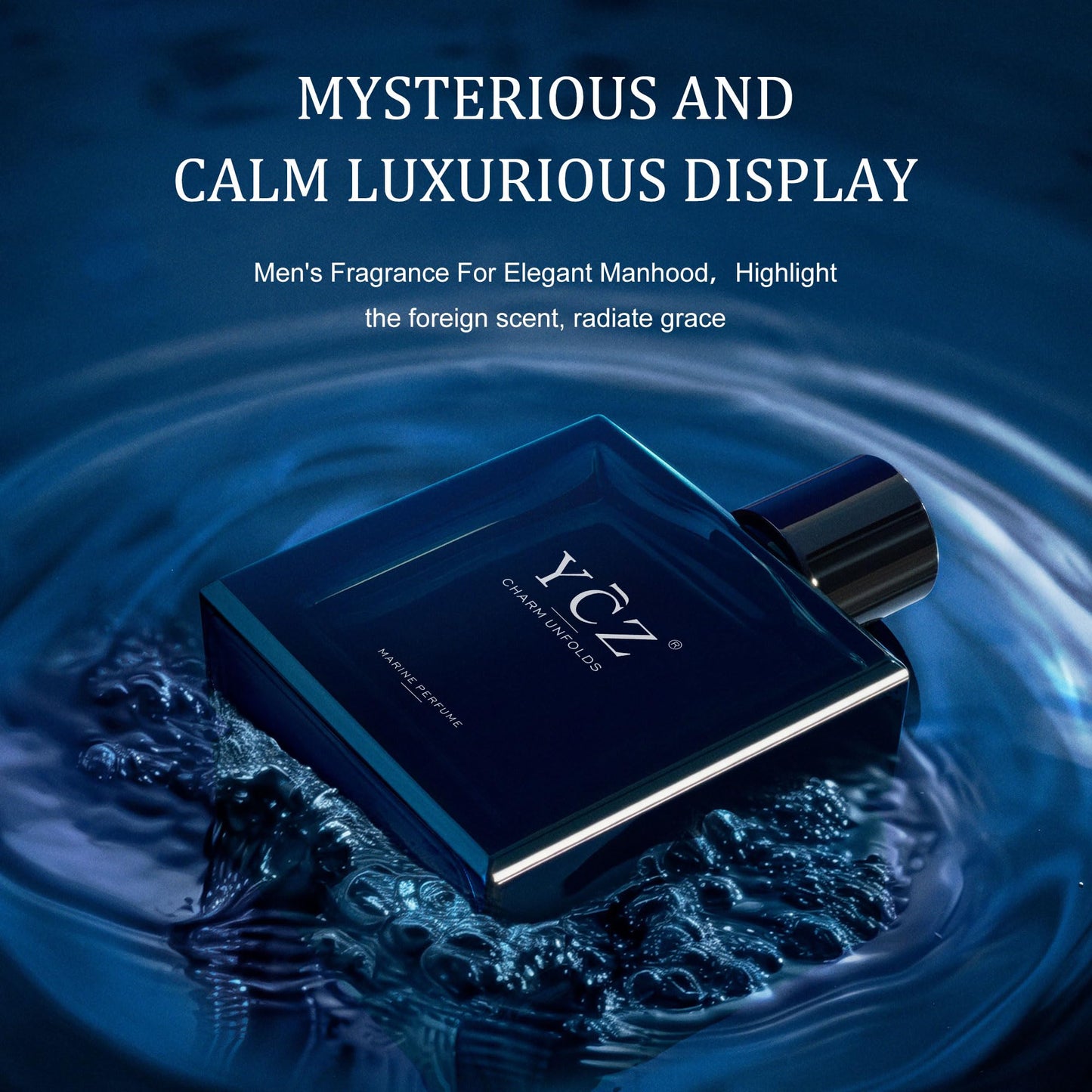 Ycz Charm Unfolds Marine Perfume for Men, 3.4 oz. Long Lasting Eau De Parfum Cologne For Men, Oriental Woody Fragrance - Ideal Special Occasions, Making it the Ideal gentlemen’s Gift