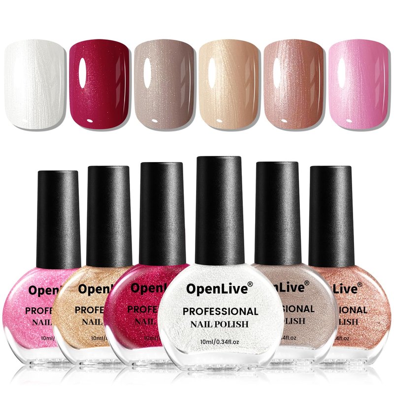 OpenLive Glitter Nail Polish Set - 6 Vibrant Colors for Stunning Nail Art | 10ml Each