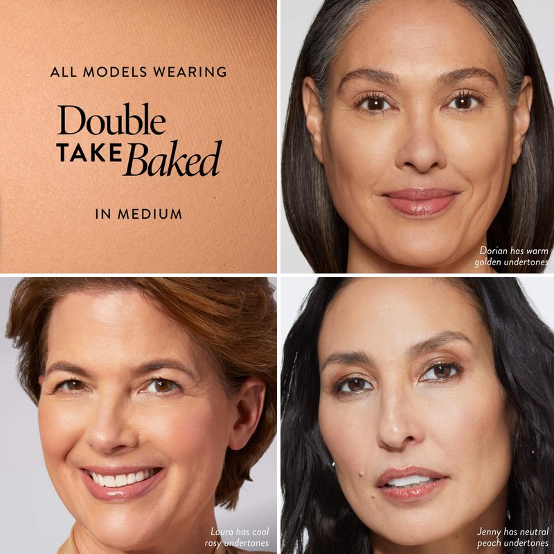 LAURA GELLER NEW YORK Baked Double Take Powder Foundation - Medium - Buildable Medium to Full Coverage - Matte Finish
