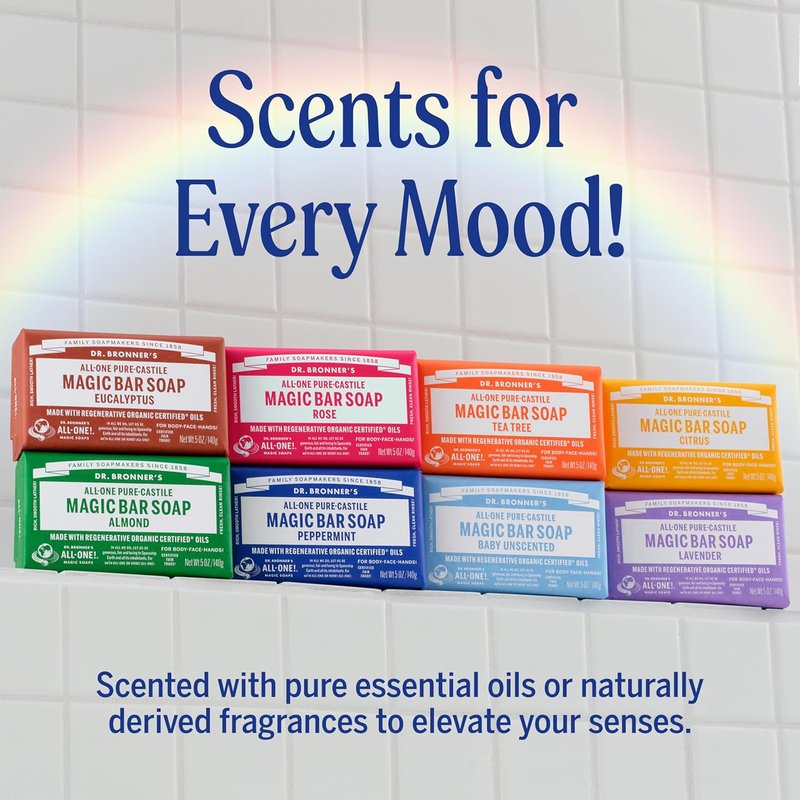 Dr. Bronner's Pure-Castile Baby Soap Bars - Unscented, Gentle for Sensitive Skin | 2 Pack, 5 oz