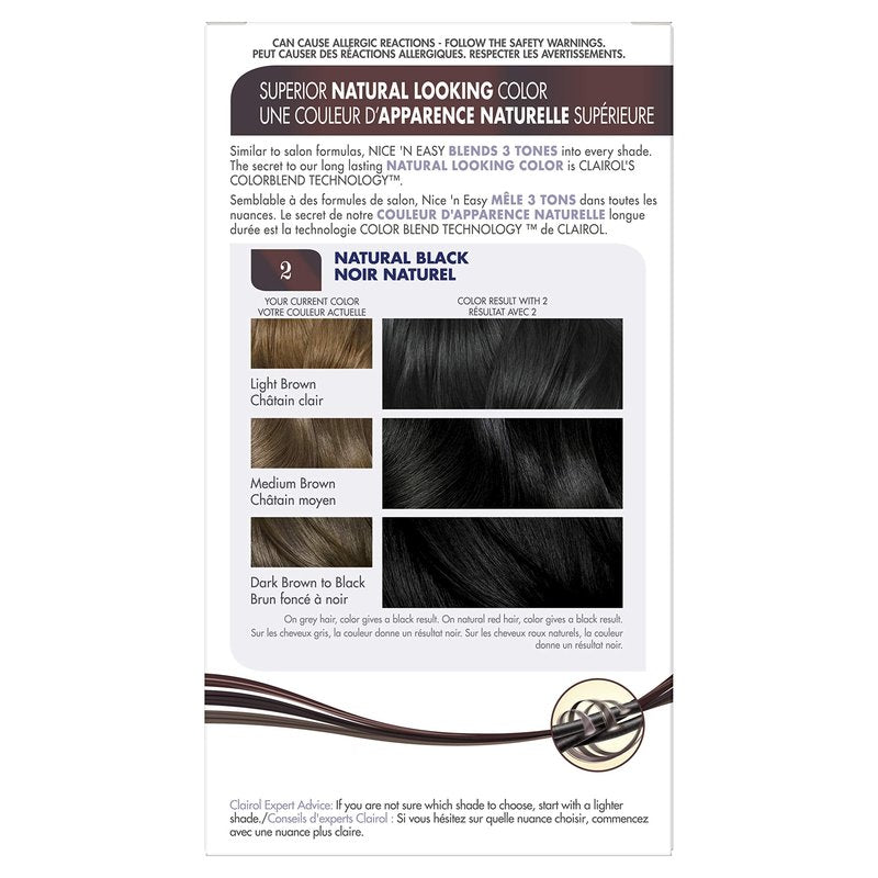 Clairol Nice'n Easy Liquid Permanent Hair Dye, 2 Black Hair Color, Pack of 3