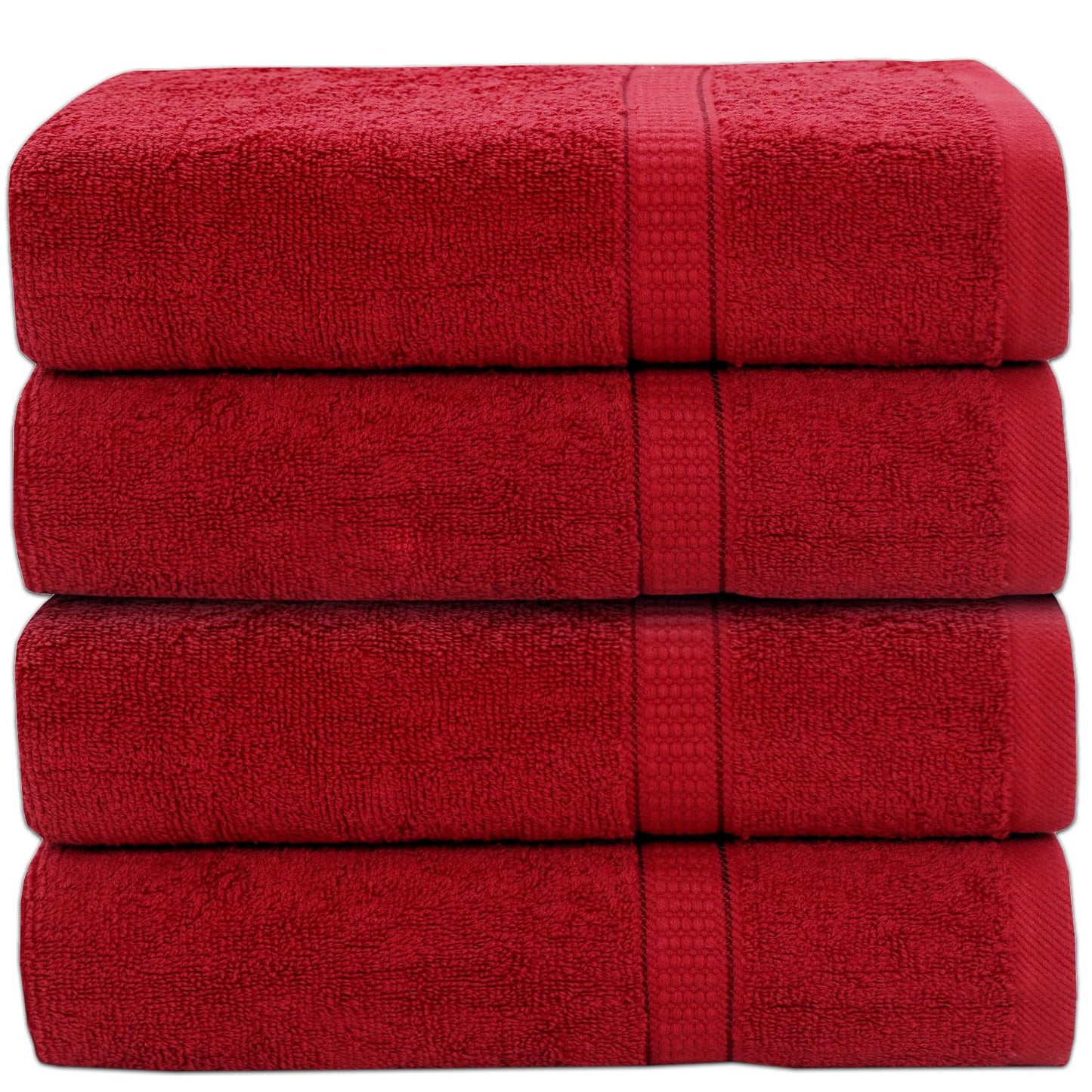 GOLD TEXTILES Premium Hand Towels for Bathroom -100% Ring Spun Cotton (Red,4 Pack, 16x30 Inches) Luxury Soft Absorbent & Quick Dry, Bathroom Hand Towel Perfect for Hotel, Salon, Gym & Spa