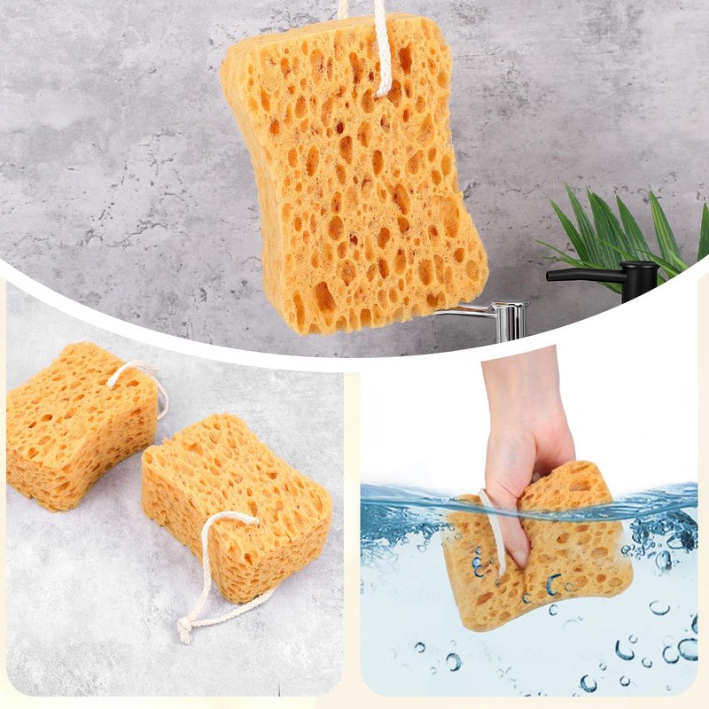 DOPENSPI 2PCS Bath Sponge, Larger Shower Sponges Natural Sponge Ultra Soft Exfoliating Shower Sponges Honeycomb Dense Foam for Women Men Sensitive Dry Skin