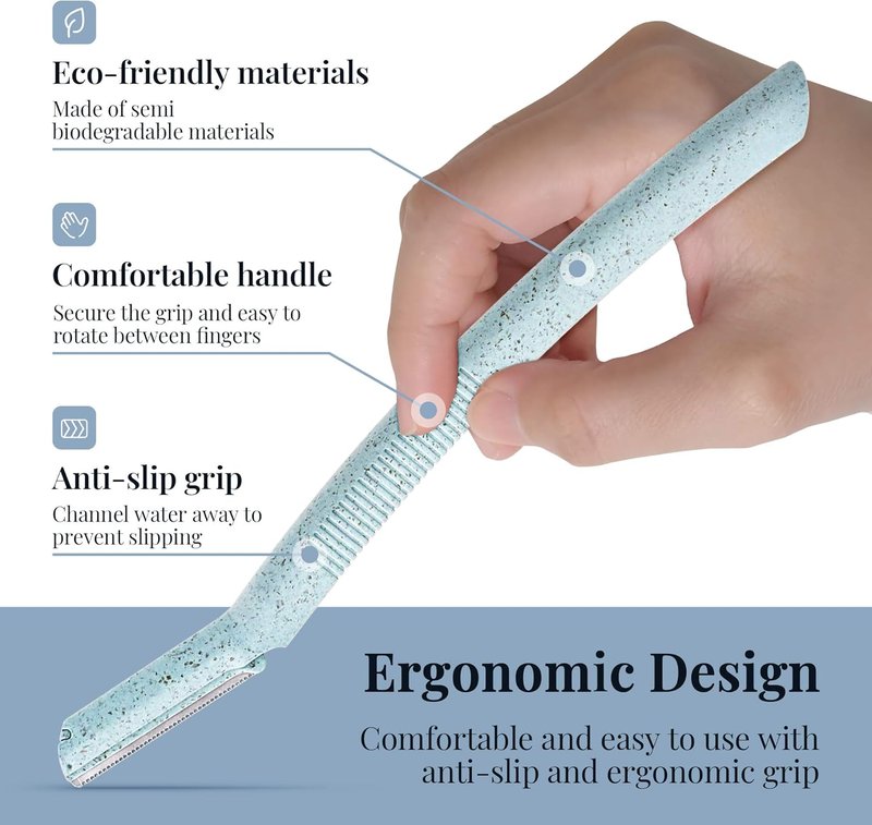 Dermaplane Razor for Women - Multipurpose Face & Eyebrow Trimmer | 6 Disposable Blades Included