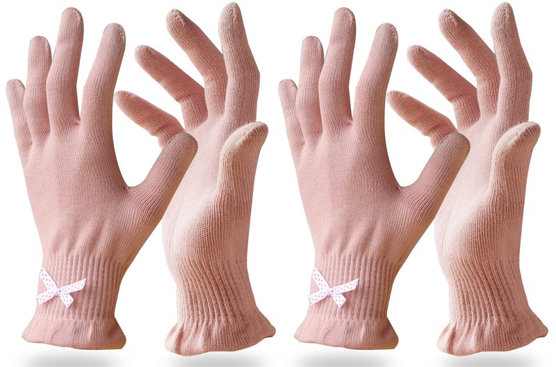Evridwear Cotton Moisturizing Gloves Overnight Touchscreen for Dry Hands SPA Eczema Hand Care, Day and Night Moisturizing Sleeping Gloves (2 Pair S/M, Feather Weight Pink Color)