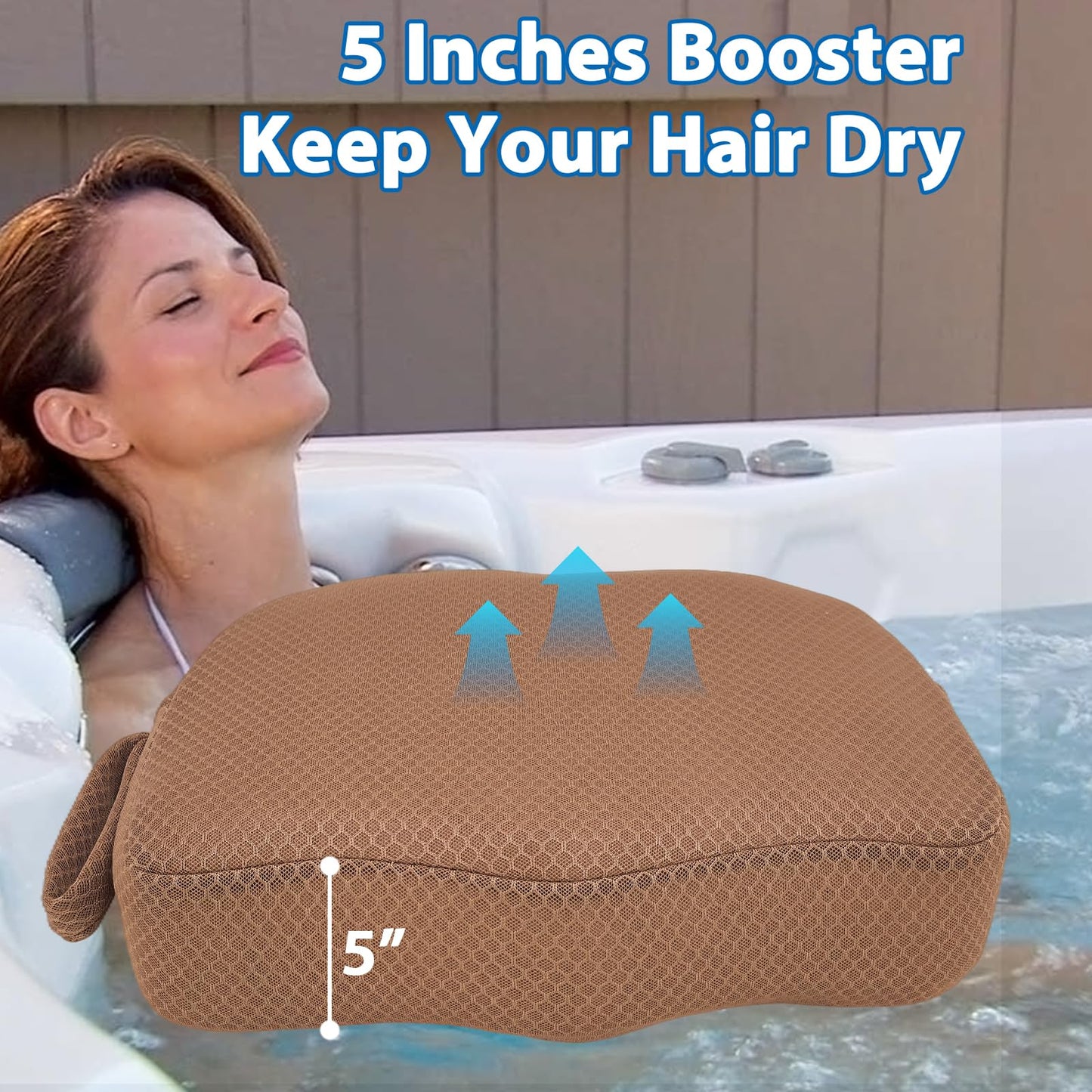 AEROiVi Hot Tub Booster Seat for Adults, 5 Inch Thick Supportive Cushion with Non-Slip Bottom, Weighted for Quick Sink Without Float, Spa Booster Seat for Hot Tub (Including Inflatable), Pool, Bathtub