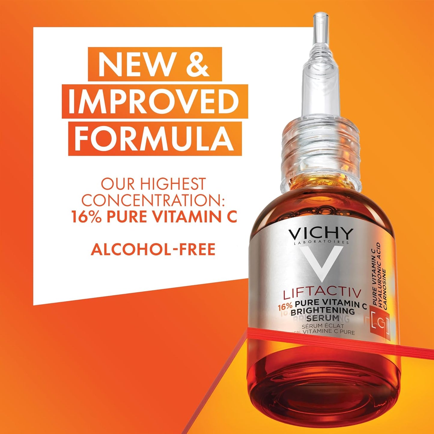 Vichy LiftActiv Vitamin C Serum - Brightening Face Serum with Hyaluronic Acid & Vitamin E | Reduces Fine Lines & Improves Radiance