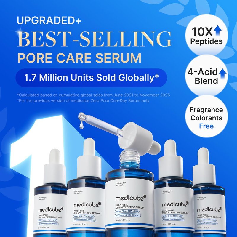 medicube Zero Pore One Day 10 Peptide Serum | Pore Refining & Oil Balancing Serum | AHA, BHA, PHA, LHA + Copper Peptide, GHK-Cu | Daily Pore-Focused Care for Firmness | Korean Skincare, 1.01 fl oz