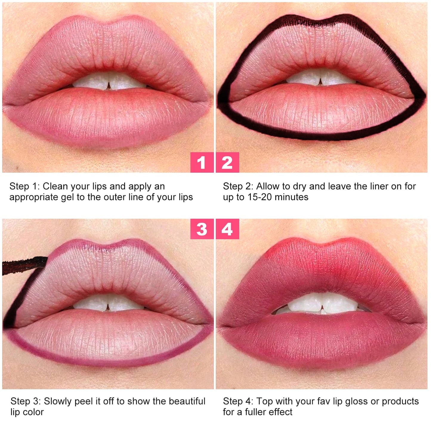 Ursoulney Lip Liner - Lip Stain Peel Off Moisturizing Long-Lasting & Waterproof Transfer Proof & Plumping, Non-Stick Cup Lip Liner Stain Tint For All Skin Types (Mauve)